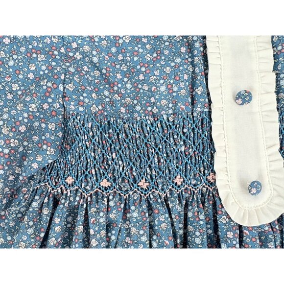La Coqueta Blue Floral Smocked Girls Dress Sz 6 NWT - Picture 3 of 11